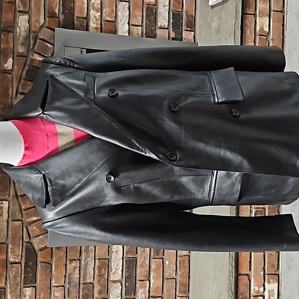 GENUINE LEATHER LADIES Black blazer size XL fits ladies size 14-16